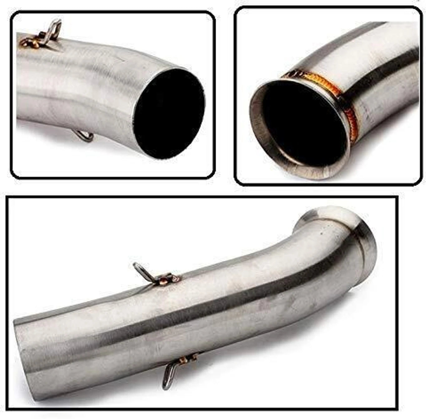 BRXR Bike Stainless Steel Slip-On Exhaust Bend Pipe for KTM Duke 200, Duke 390, RC 390, Duke RC 200 Slip-on Exhaust System (Stainless Steel)