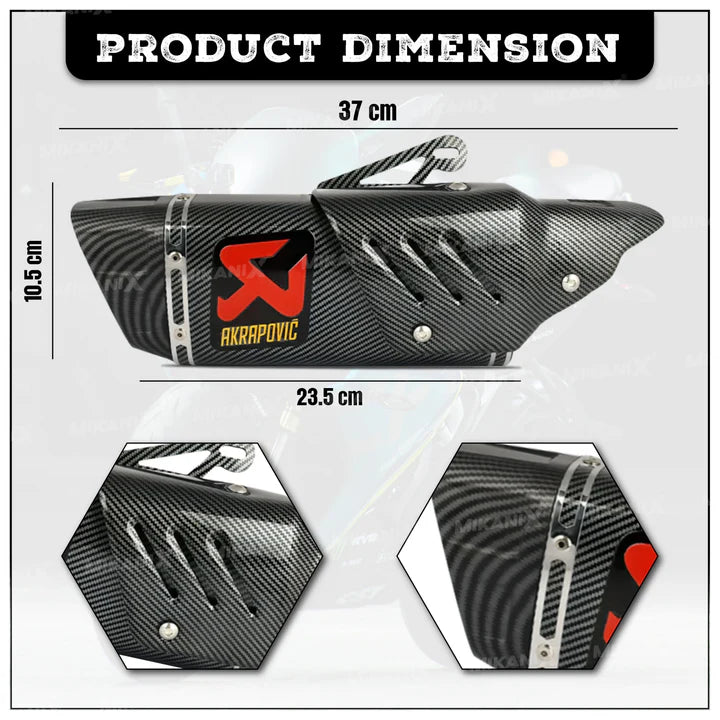 Mikanix Universal Akrapovic Racing Sports Silencer/Exhaust Muffler Pipe with Carbon Fiber Plate Slip-on Exhaust System for Motorcycle and Scooties