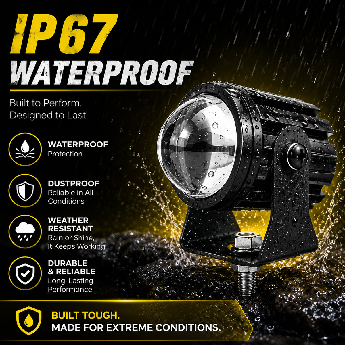 MIKANIX Super Bright Led Fog Light Lamp | White & Yellow | High/Low Beam | 4 Modes of Flashing Spotlight with On-Off Switch Universal for All Bikes