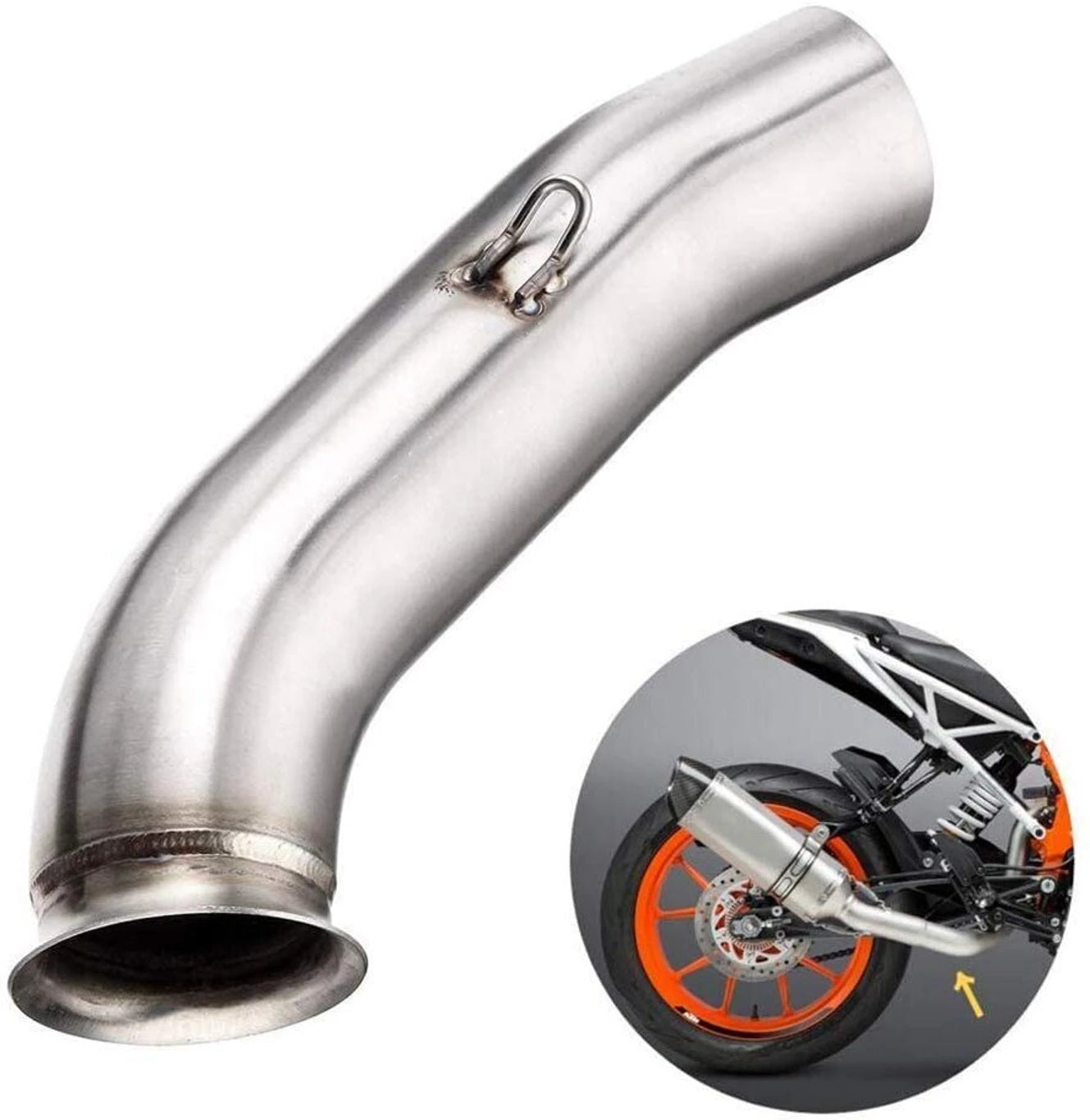 BRXR Bike Stainless Steel Slip-On Exhaust Bend Pipe for KTM Duke 200, Duke 390, RC 390, Duke RC 200 Slip-on Exhaust System (Stainless Steel)