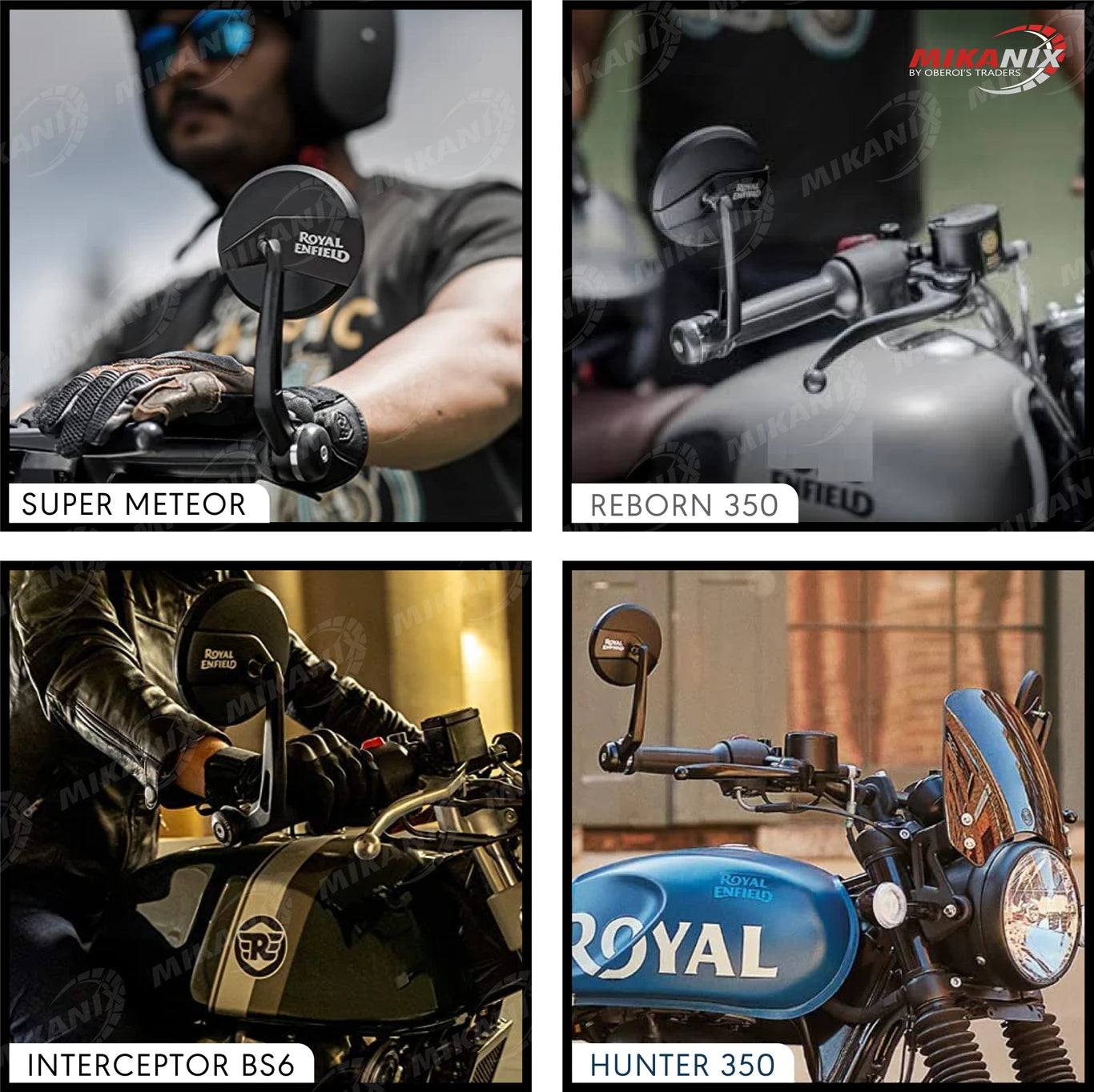 MIKANIX Manual Rear View Mirror For Royal Enfield Universal For Bike (Left, Right)