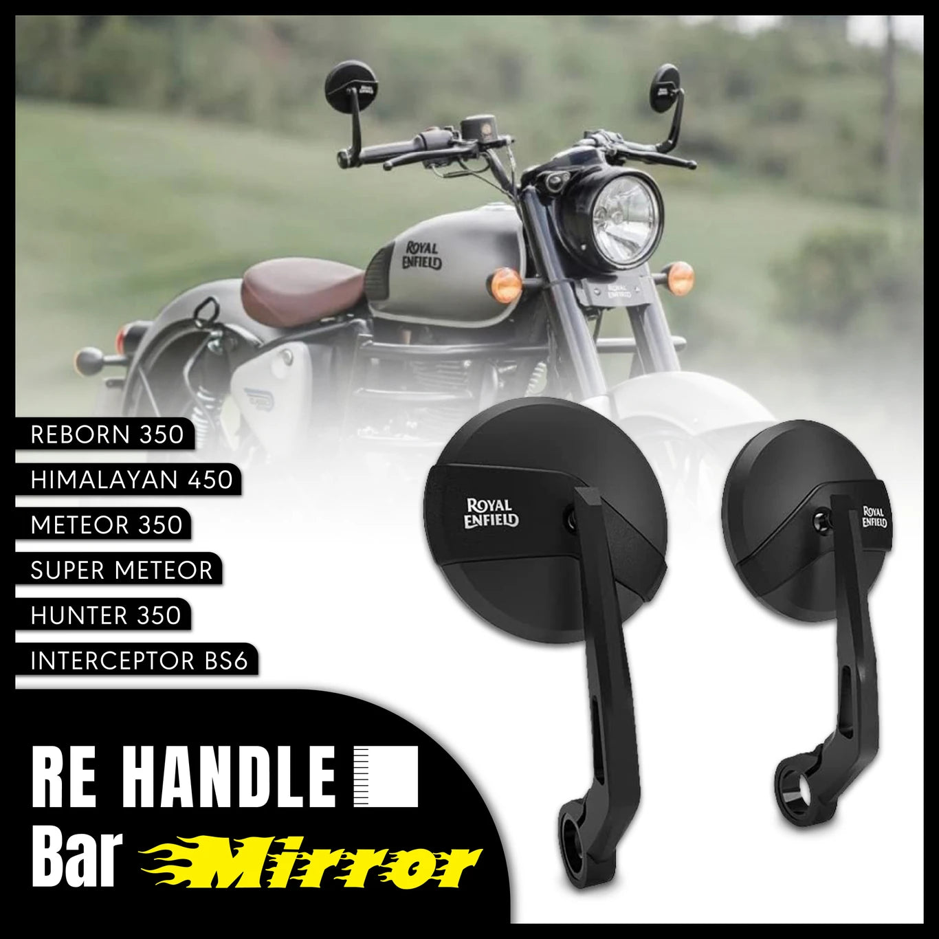 MIKANIX Manual Rear View Mirror For Royal Enfield Universal For Bike (Left, Right)