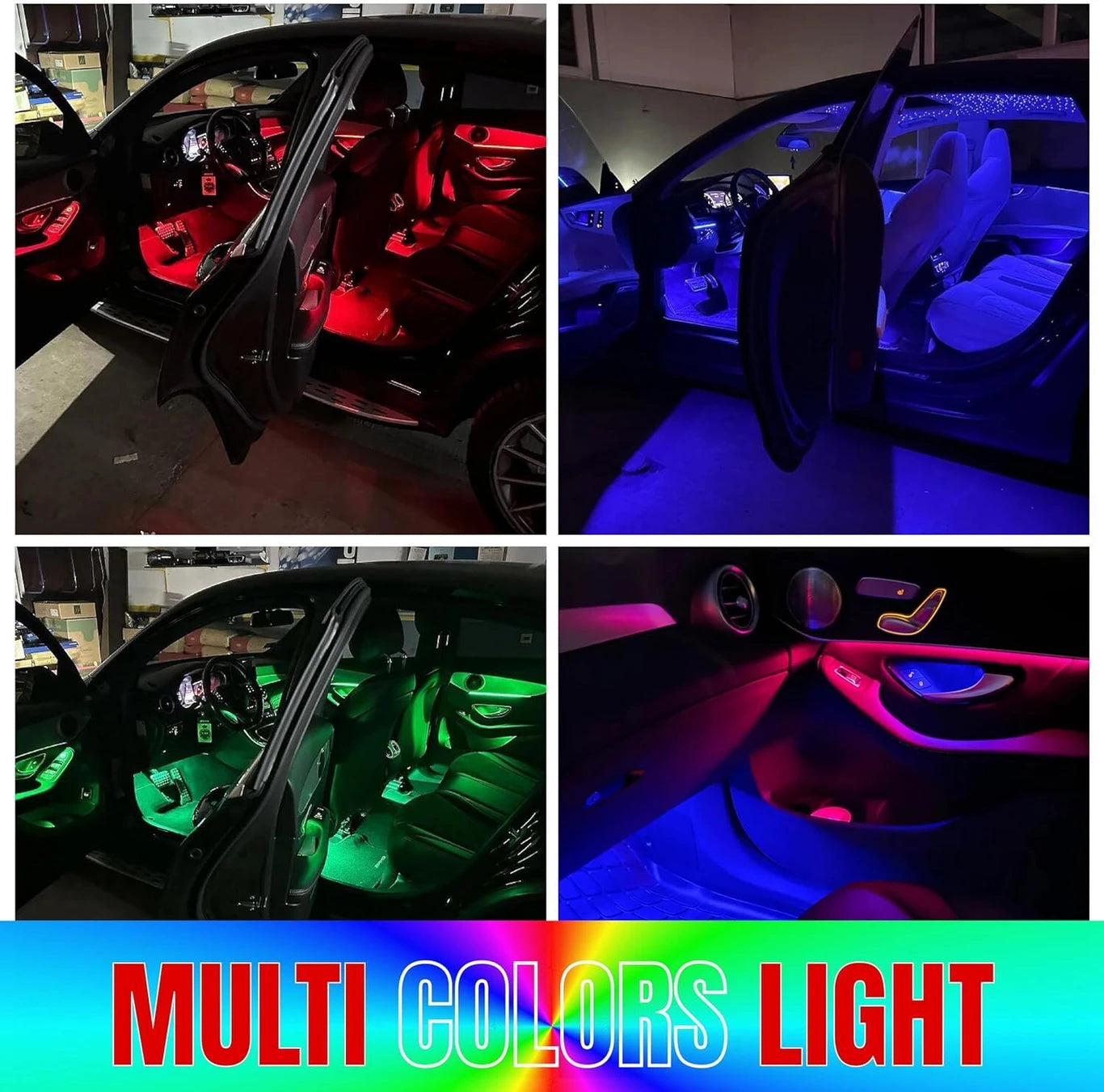 BRXR Car Atmosphere Interior Led Strip Light with Remote Control Music Function Car Fancy Lights (Multicolor)