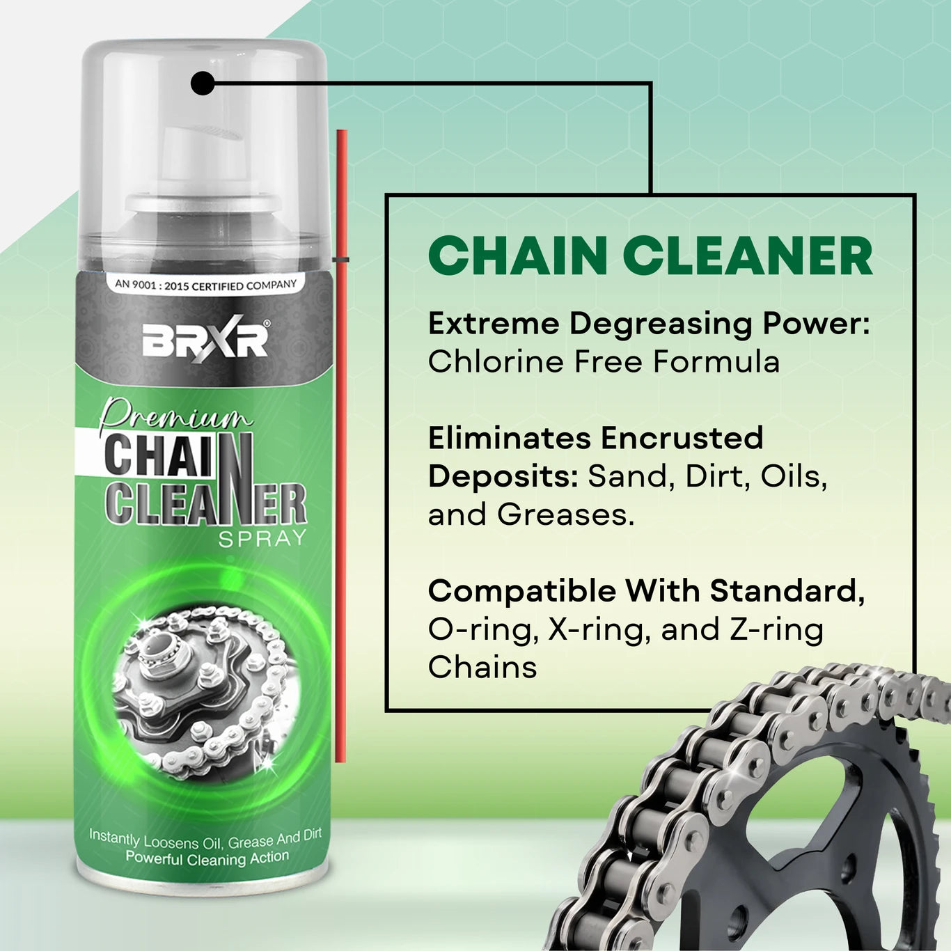 BRXR Chain Cleaner Spray for All Bike & Cycle Chains | Powerful Degreaser / Removes Grease, Dirt & Grime | Pre-Lubrication Cleaner Chain Oil (500 ml, Pack of 1)