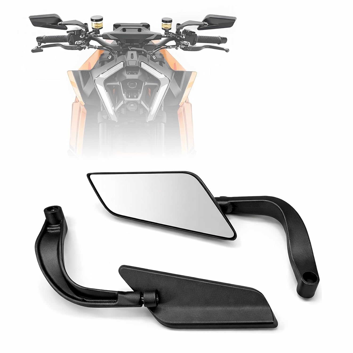 MIKANIX Universal York Motorcycle Rear View Mirror | Handlebar Side Mirror | Wide Angle Clear Glass | 360° Adjustable | Vibration Resistant | Compatible with All Bikes & Scooters | Black