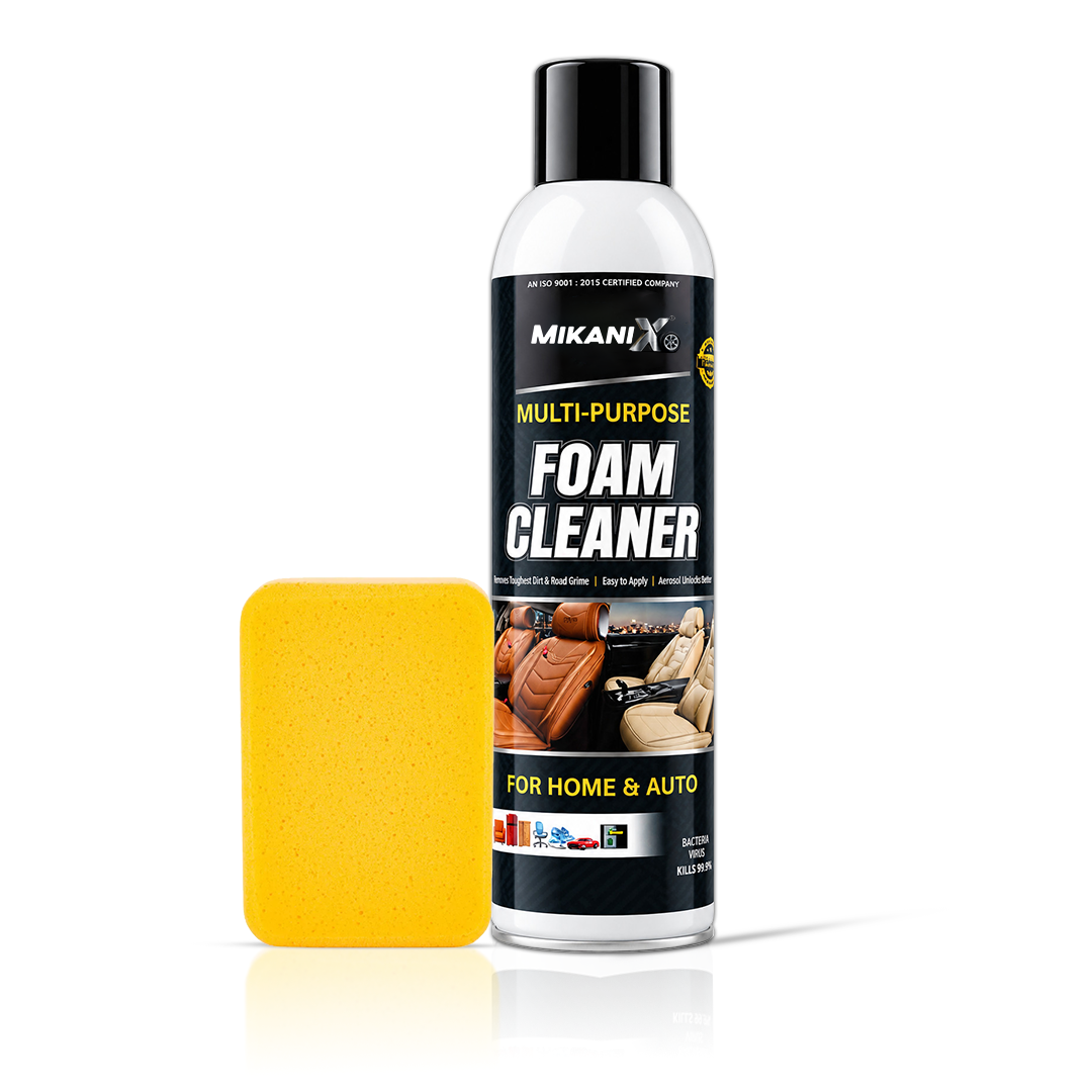 Mikanix Multipurpose Foam Cleaner Spray Combo for Car & Home | Interior & Exterior Cleaning | Includes 1 Microfiber Cloth | Car Seats, Dashboard, Sofa, Vinyl, Rubber & More