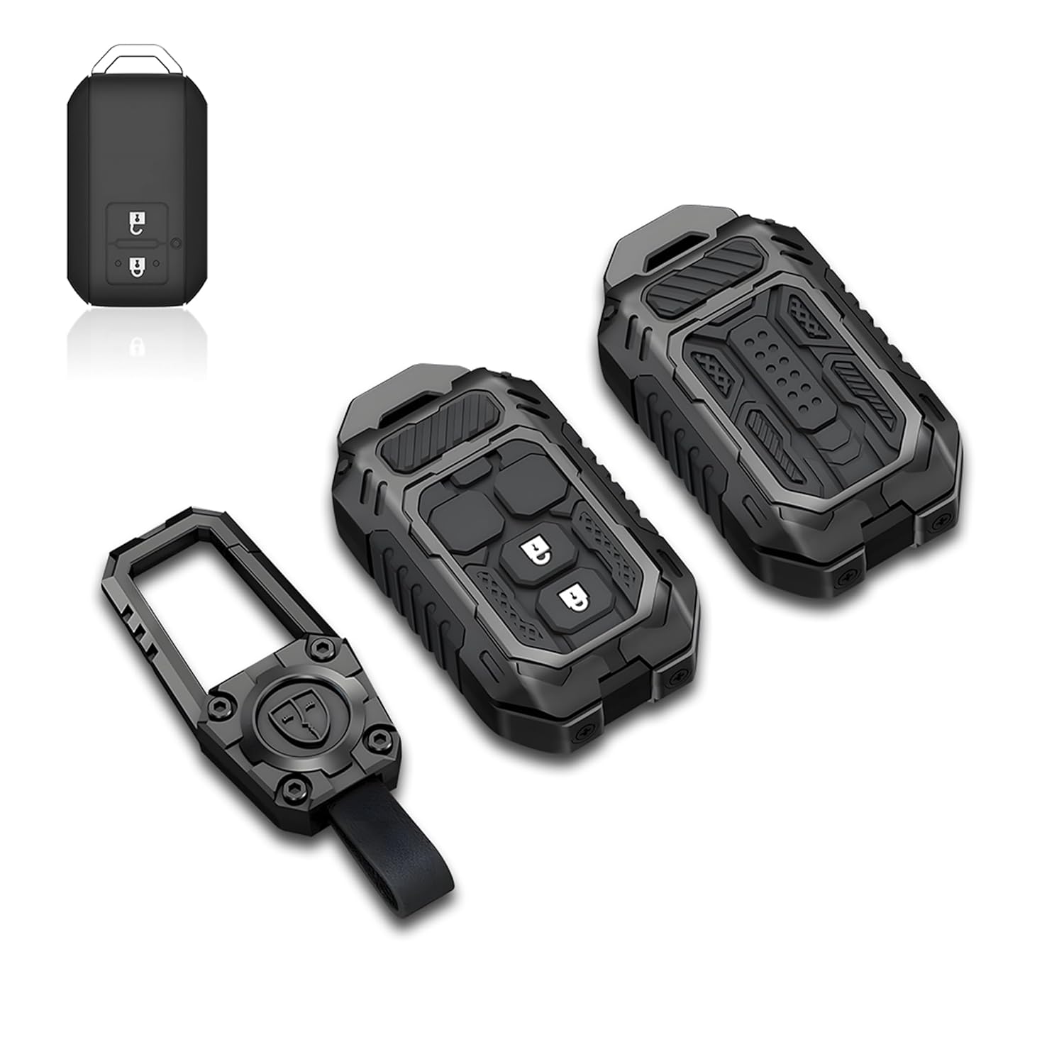 MIKANIX Transformer Series Car Key Cover | Premium Metal Black Soft Silicone Key Shell with Keychain for Toyota Rumion, Urban Cruiser, Hyryder, Glanza (HYRYDER)