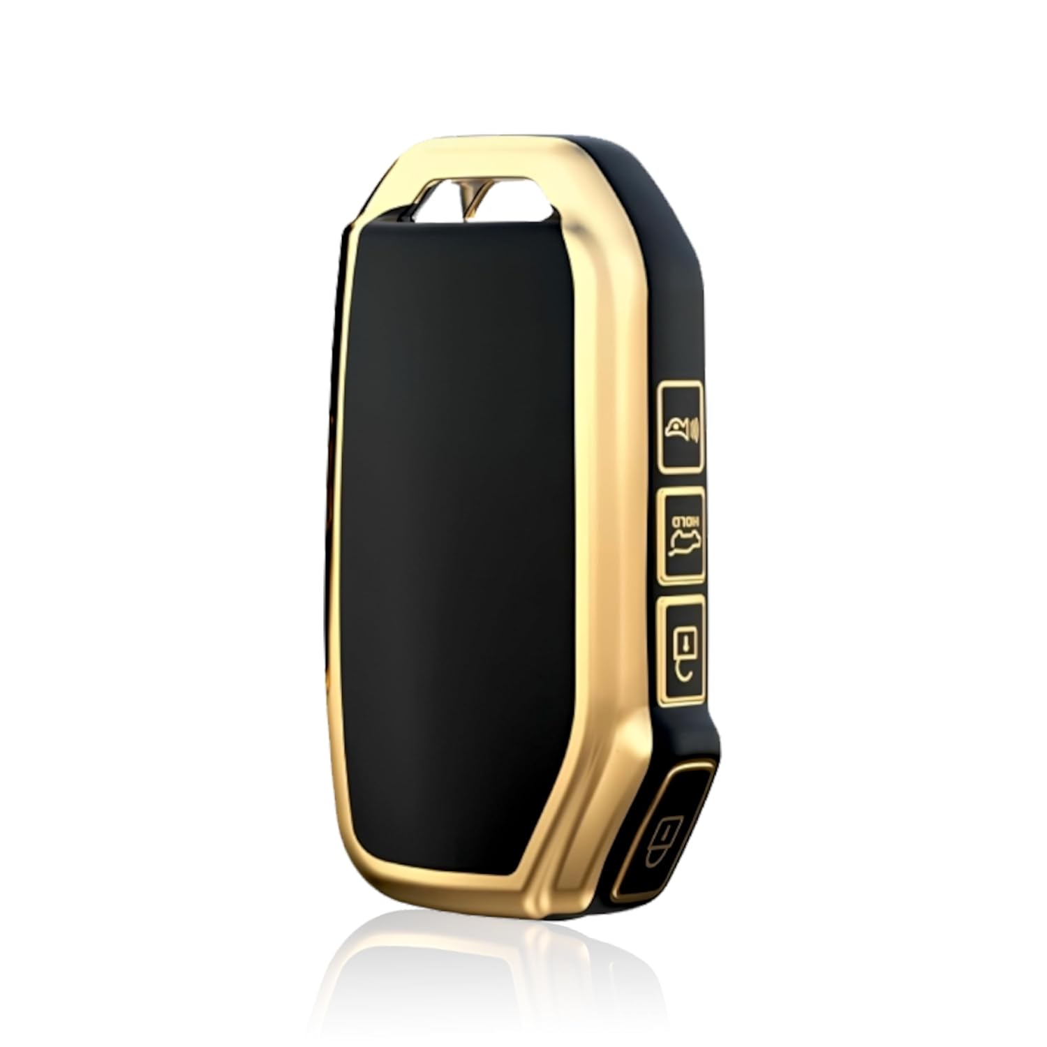MIKANIX Premium Key Cover Compatible with Kia Seltos, Sonet, and Carens 2023 Onwards Models with a 3-Button flip Key | Elegant Black & Gold Protective Case Shell