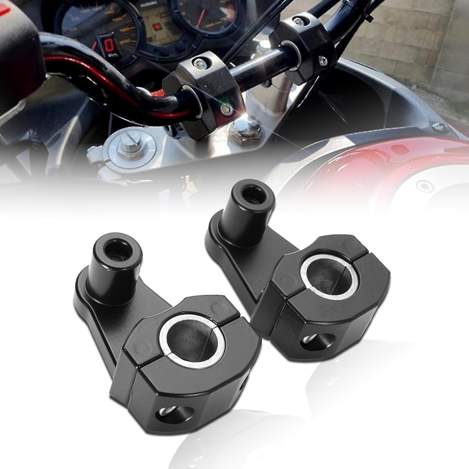 MIKANIX Alloy Black Universal Handlebar Riser/Raiser Handle Clamps Riser For All Bikes Handlebar Riser Kit
