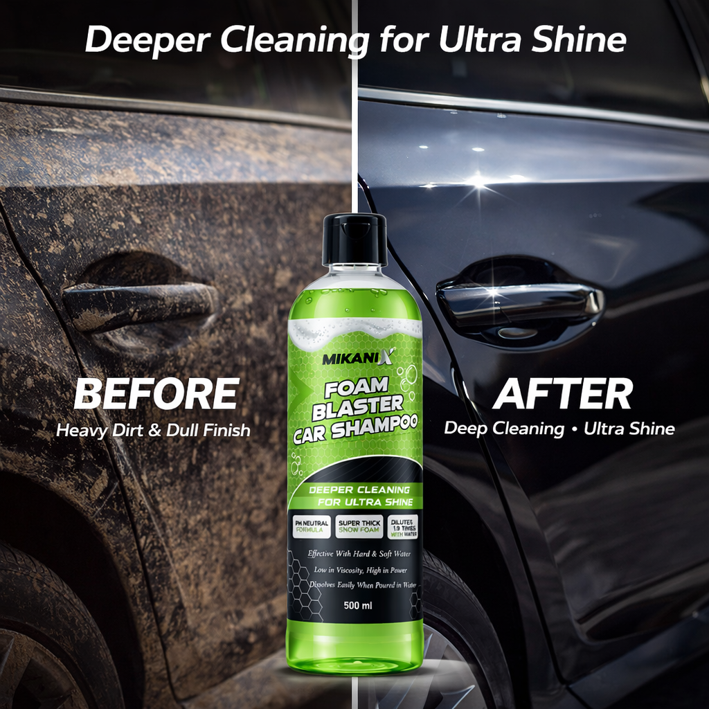 MIKANIX Foam Blaster Car Wash Shampoo | Concentrate Formula With Thick Foam to Remove Dirt & Grime for Car & Bike Exterior Cleaning | pH Neutral | 500 ML | Pack of 1