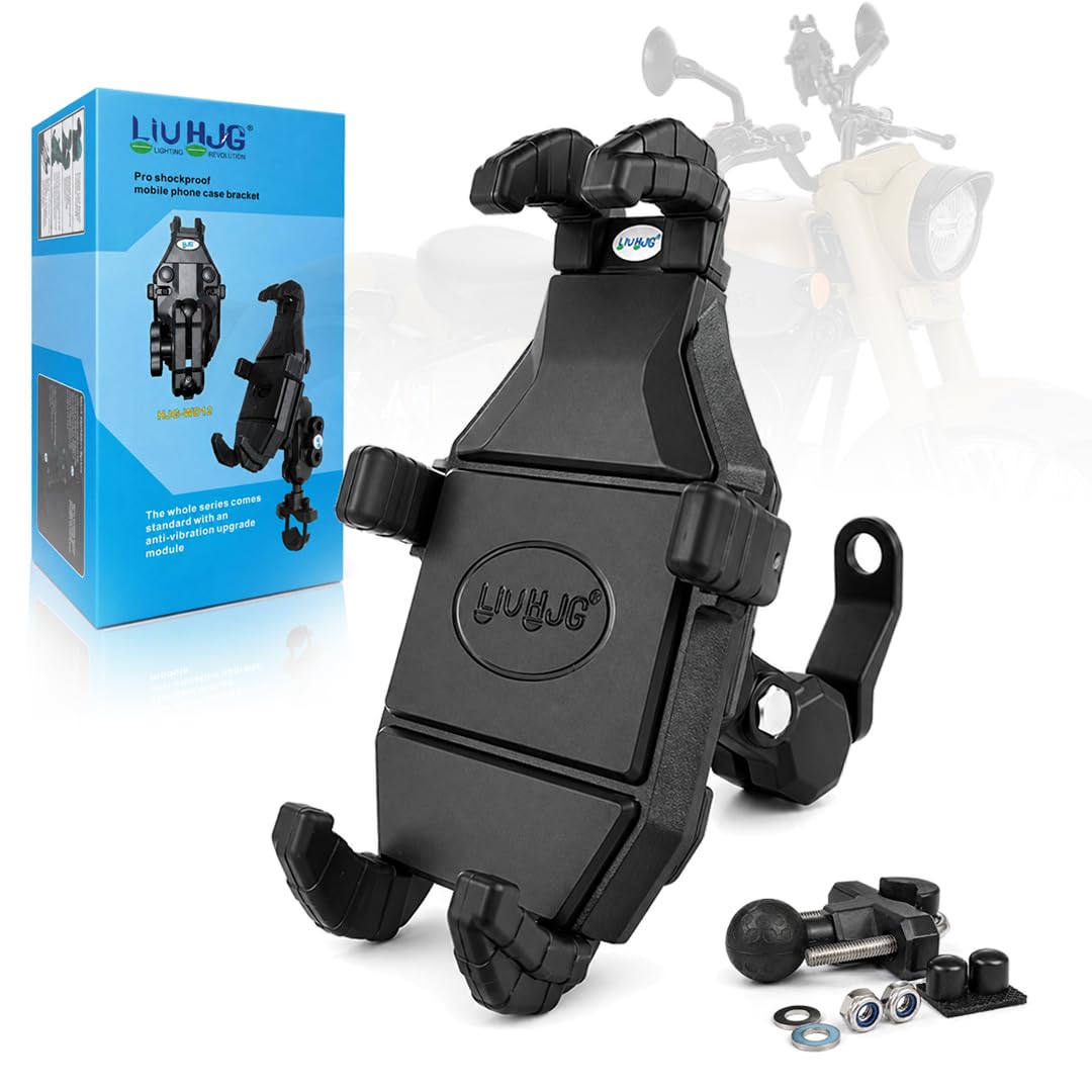 MIKANIX 1 Year Warranty HJG Mobile Holder Stand Adjutable with Handlebar & Mirror Fitting | Anti-Shake Mount | 360° Ball Head Rotation Flexible View Universal for Bike, Bicycles