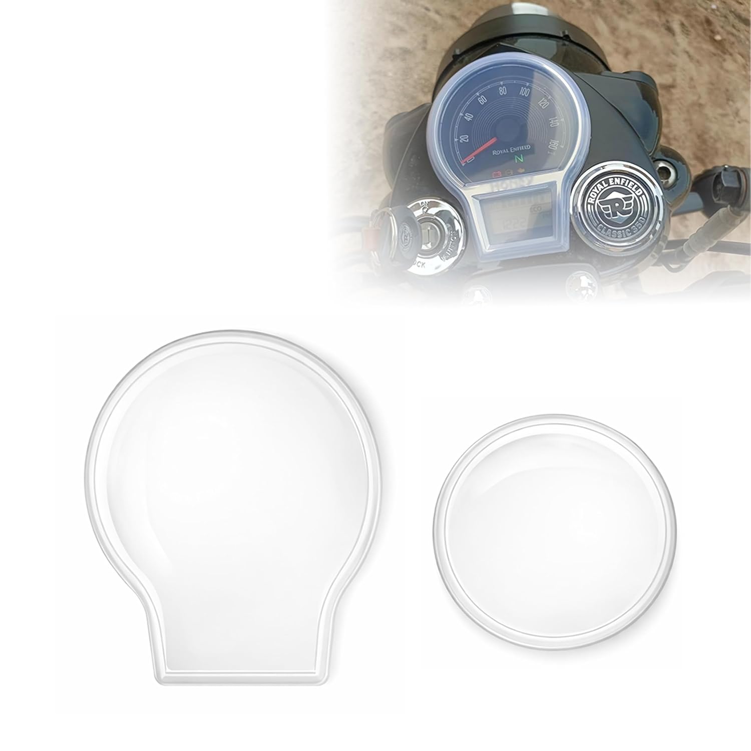 MIKANIX Speedometer & RPM Meter Glass Protector Compatible with RE Classic Reborn 350 | Ultra Clear Transparent Monsoon Cap | Scratch & Impact Resistant Cover