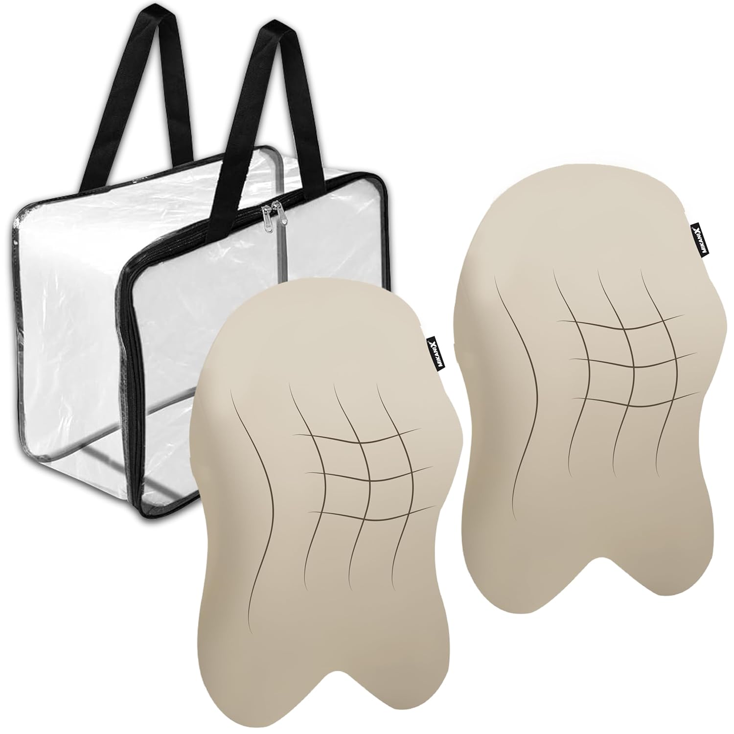 MIKANIX Car Neck Rest Pillow | Seat Cushion | 2 Years Warranty | Ultra Soft Memory Foam for Neck and Cervical Support to Relief Neck Pain & Reduced Tension (Velvet Beige Pack of 2)