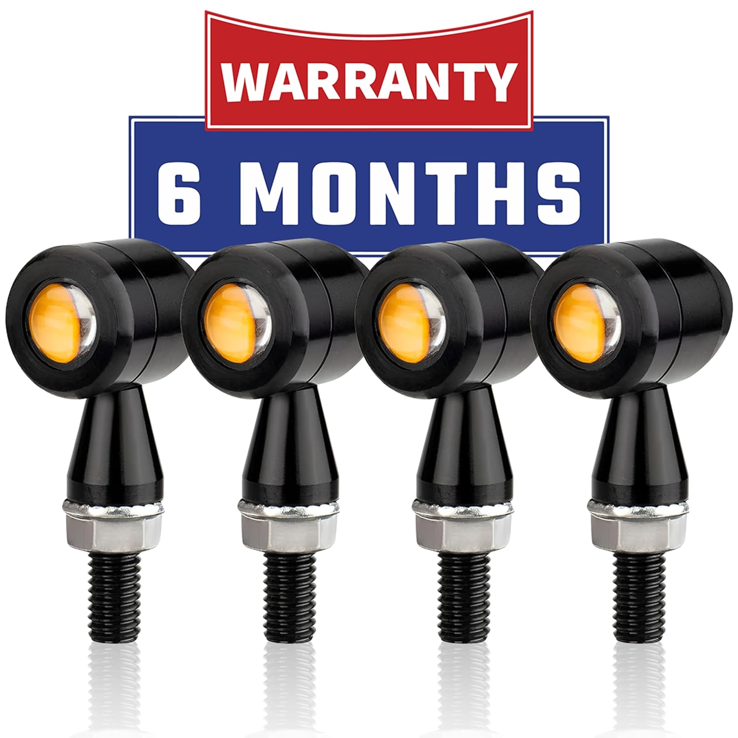 MIKANIX Bullet Shape Front/Rear Turn Signal Led Indicator Fog Light | Spot Light Universal For All Bikes (Pack Of 4, Black)