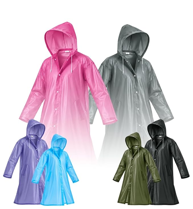 MIKANIX Waterproof Hooded Raincoat for Men & Women | Full Length Reusable PVC Rain Wear | Lightweight Windproof Rain Jacket with Front Button Closure & Pockets