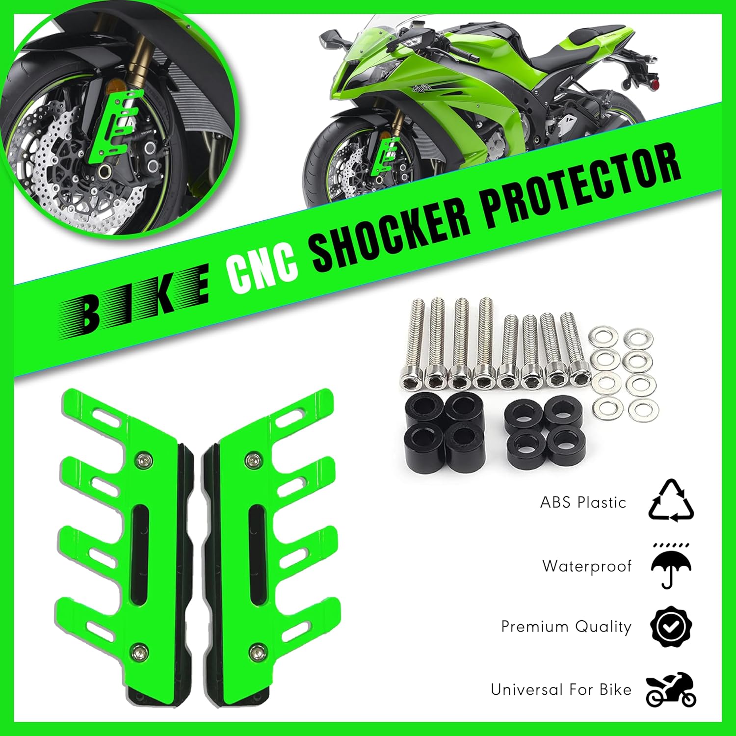 MIKANIX Bike ABS Shocker Protectors | Fork Cover Protector | Front Fender Slider Crash Guard Universal for All Bikes