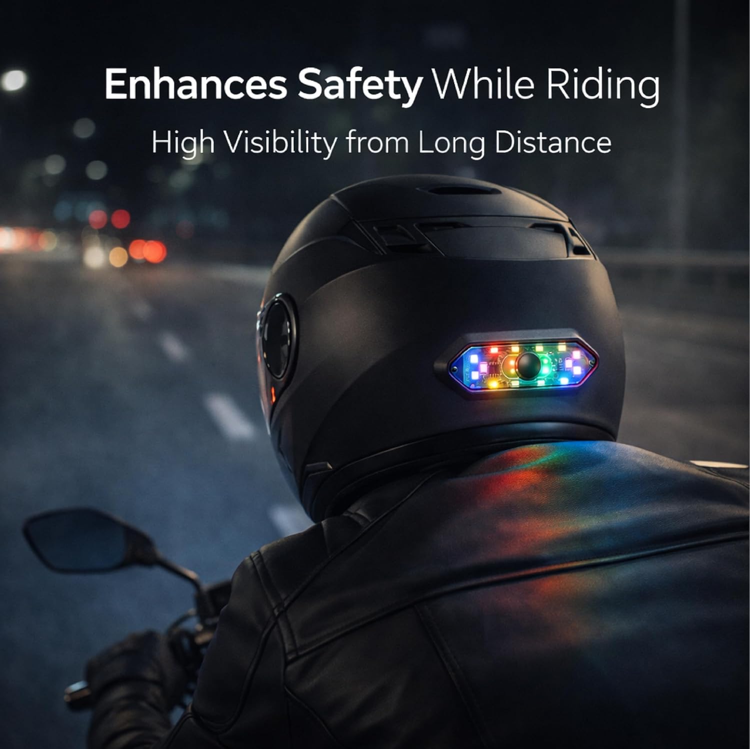 MIKANIX ABS Universal Helmet LED PCR Light with 3 Modes of Flashing | Blinking Strobe Rear Warning Red Safety Night Riding Light USB Charging Cable