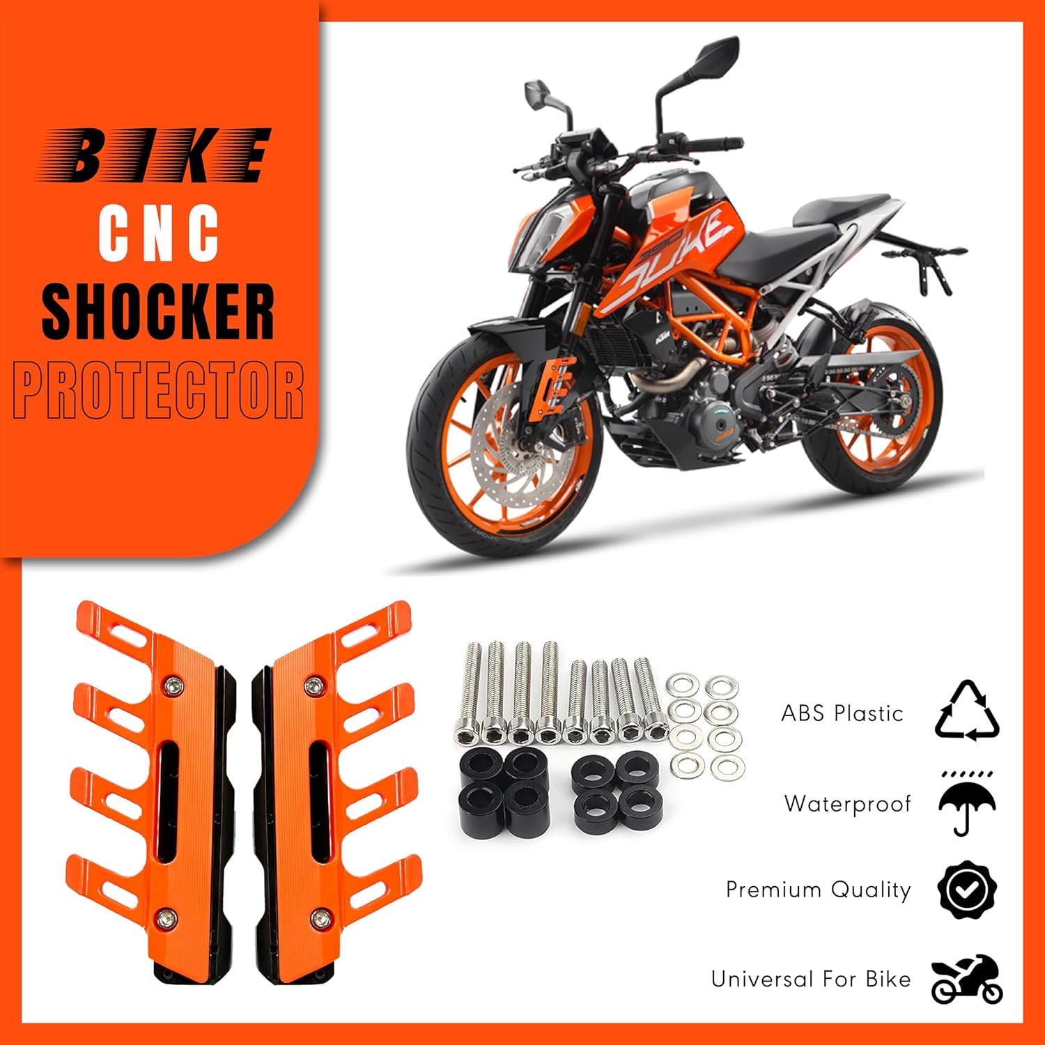 MIKANIX Bike ABS Shocker Protectors | Fork Cover Protector | Front Fender Slider Crash Guard Universal for All Bikes