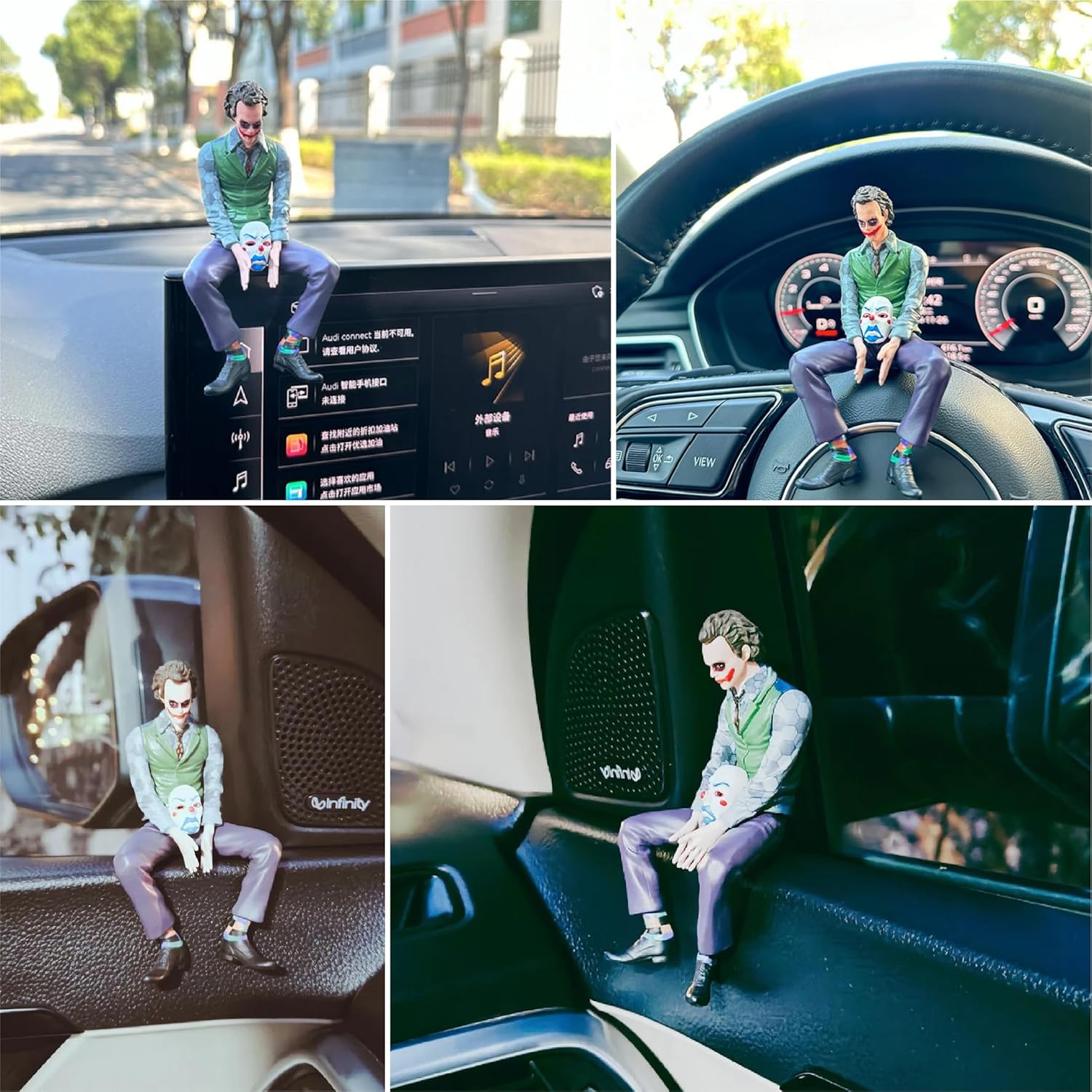 MIKANIX Joker Car Dashboard Figurine Small Size | Villain Mask Idol for Car Interior Decoration | Premium Resin Showpiece for Home & Office | Anti-Slip Base