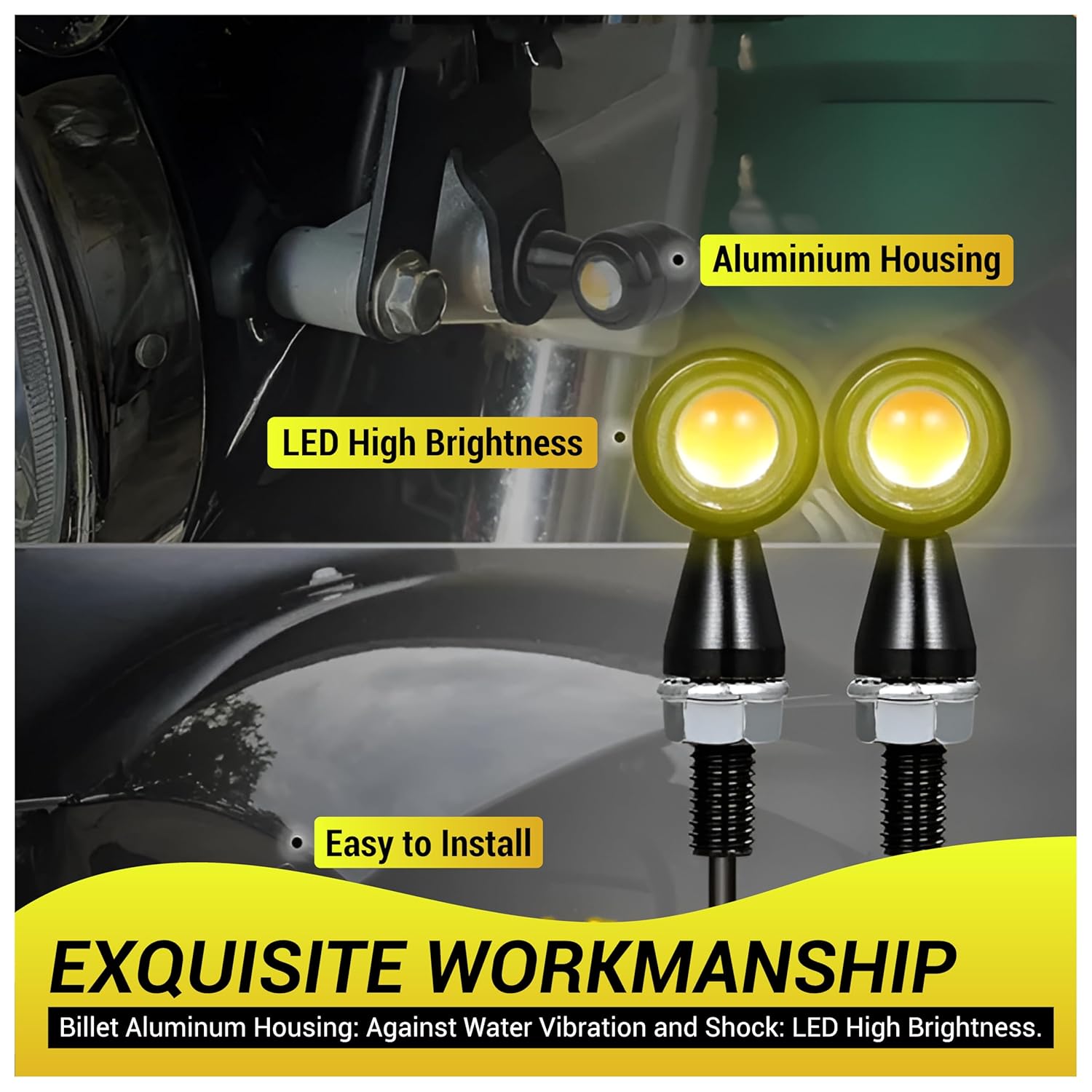 MIKANIX Bullet Shape Front/Rear Turn Signal LED Indicator Fog Light | Spot Light Universal For All Bikes (Pack of 2)