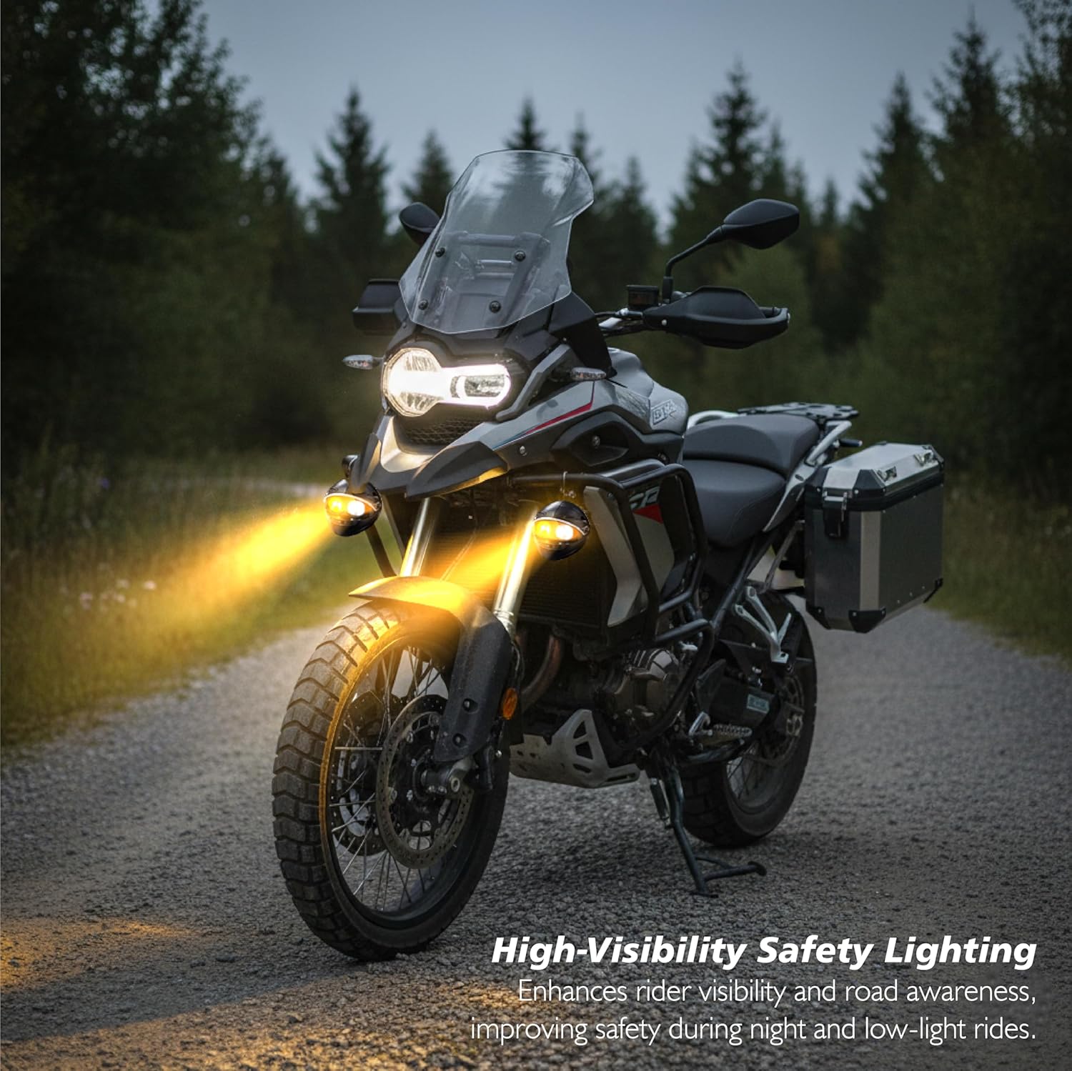 MIKANIX Universal Motorcycle LED Fog Light Helmet Design | Dual Color White & Yellow | High/Low Beam | Waterproof Auxiliary Lamp for Bike & Scooter (Pack of 2)