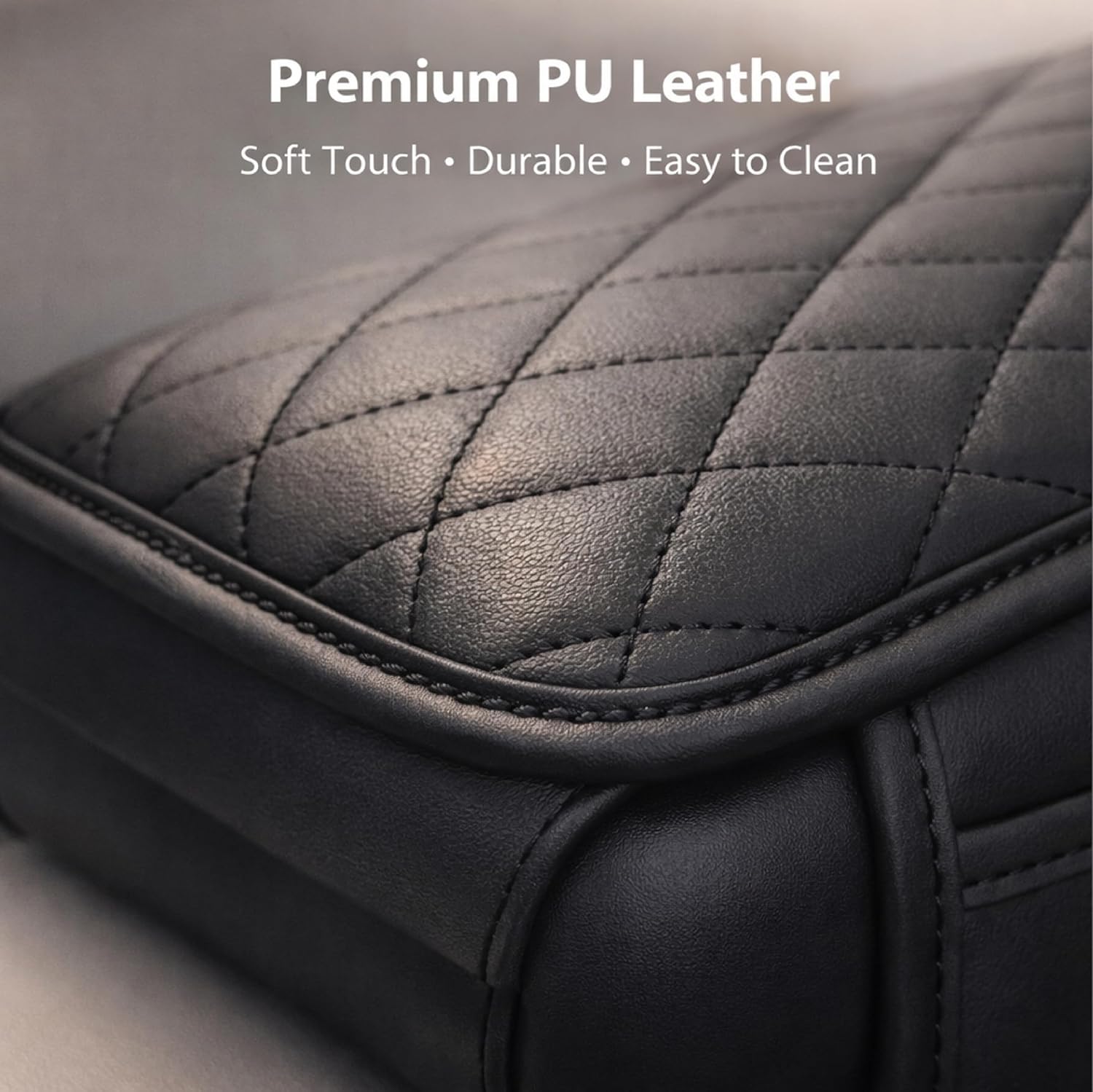 MIKANIX  Premium Car Seat Arm Rest Pad | PU Leather Center Console Cushion with Dual Phone Pockets | Arm Support & Seat Box Protector | Universal Fit for SUV, Truck, Car