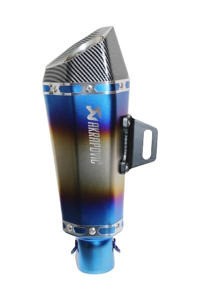 Mikanix Universal Akrapovic Racing Sports Silencer / Exhaust Multicolor Muffler Pipe with Clamps Slip-on Exhaust System For Bike