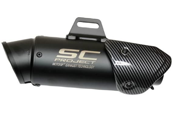 Mikanix Project Racing Sports Silencer/Exhaust Muffler Pipe with Black Carbon Fiber Plate Slip-on Exhaust System for Bike/Motorcycle