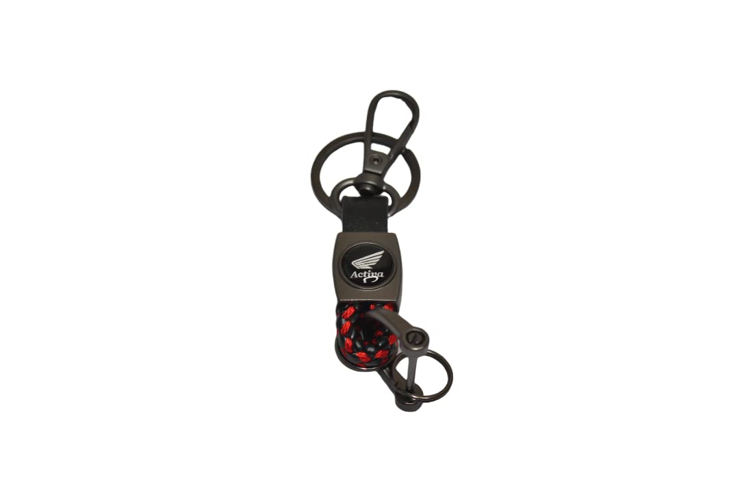 OBEROI'S TRADERS Premium Leather Anti-Rust Key Chain With 2 Key Rings & 1 Locking Hook For Honda Acitva