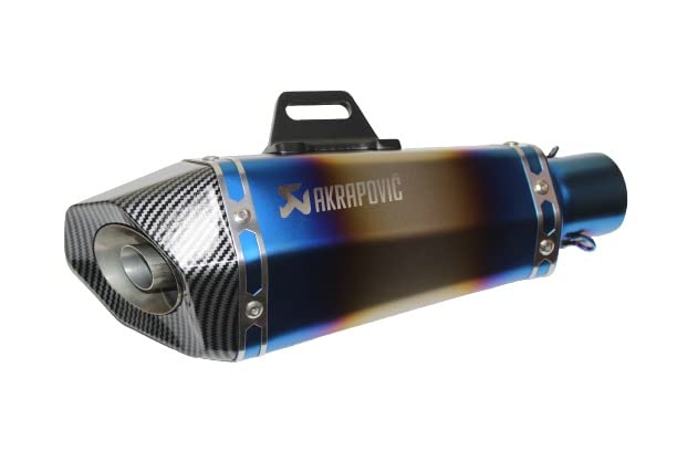 Mikanix Universal Akrapovic Racing Sports Silencer / Exhaust Multicolor Muffler Pipe with Clamps Slip-on Exhaust System For Bike