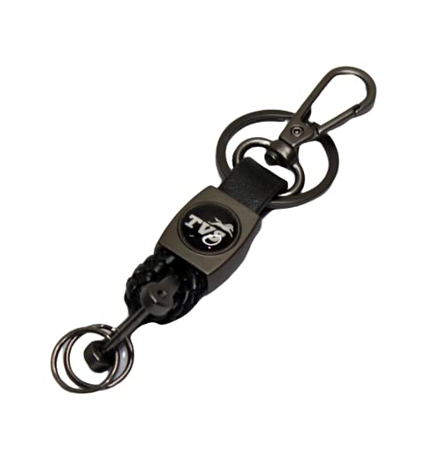 OBEROI'S TRADERS Premium Leather Anti-Rust Key Chain With 2 Key Rings & 1 Locking Hook Comptabile With/For TVS All Bikes