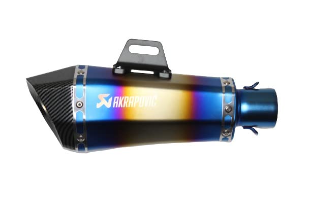 Mikanix Universal Akrapovic Racing Sports Silencer / Exhaust Multicolor Muffler Pipe with Clamps Slip-on Exhaust System For Bike