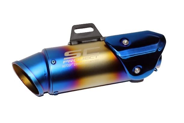 Mikanix Project Racing Sports Silencer/Exhaust Muffler Pipe with Black Carbon Fiber Plate Slip-on Exhaust System for Bike/Motorcycle