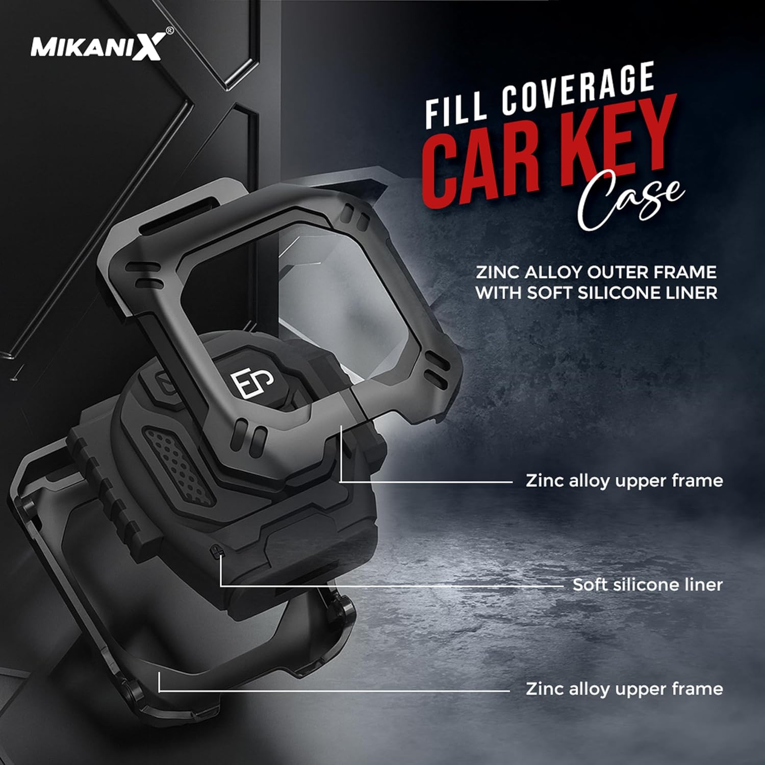 MIKANIX Transformer Series Car Key Cover | Premium Metal Black Soft Silicone Key Shell with Keychain for Swift, Ertiga, WagonR, Celerio, Dzire, Alto, Fronx, Brezza, S-Presso, Ignis (Swift)
