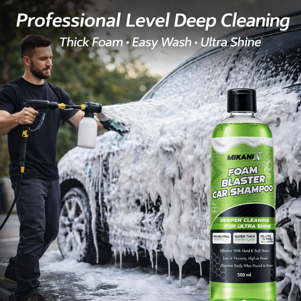 MIKANIX Foam Blaster Car Wash Shampoo | Concentrate Formula With Thick Foam to Remove Dirt & Grime for Car & Bike Exterior Cleaning | pH Neutral | 500 ML | Pack of 1