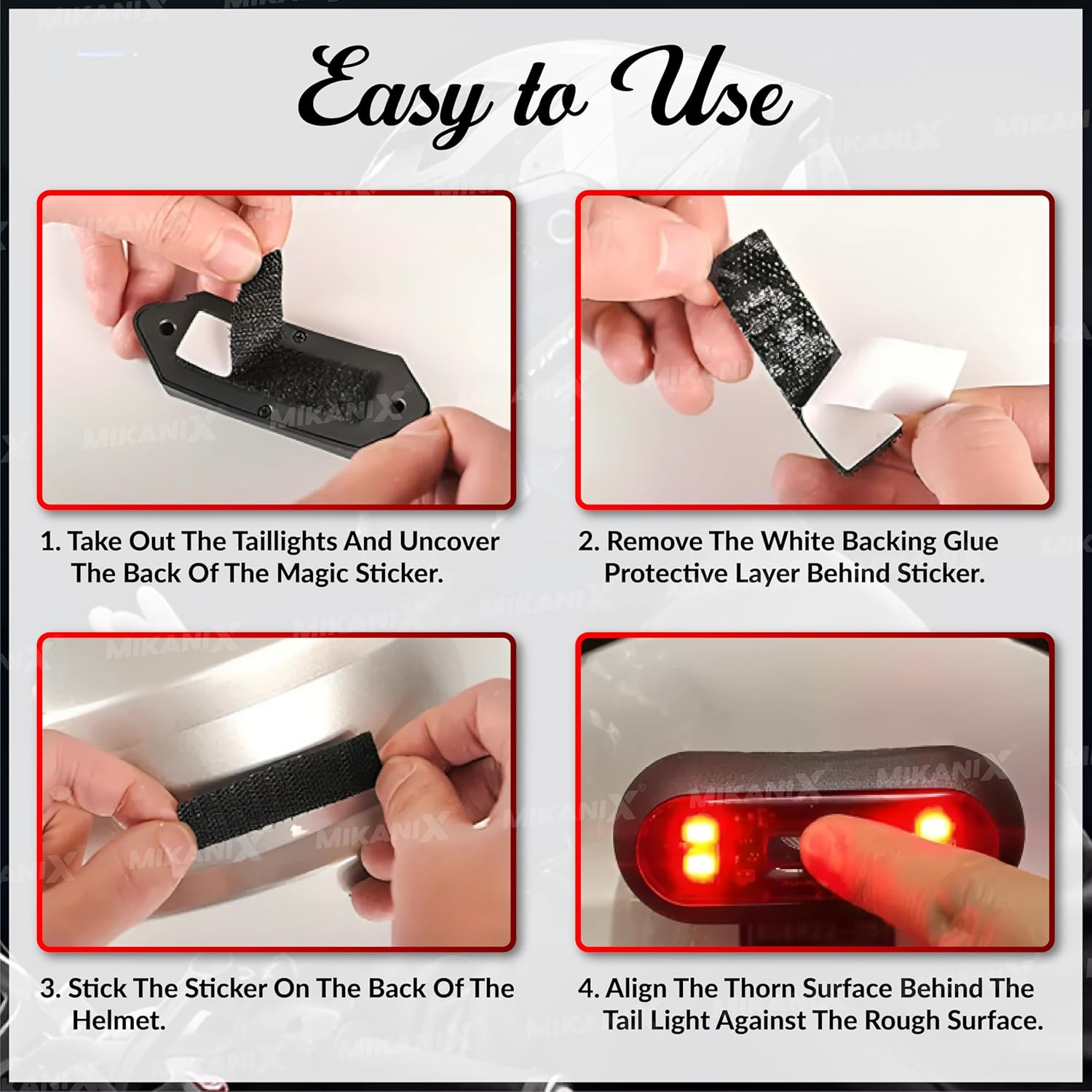 MIKANIX ABS Universal Helmet LED PCR Light with 3 Modes of Flashing | Blinking Strobe Rear Warning Red Safety Night Riding Light USB Charging Cable