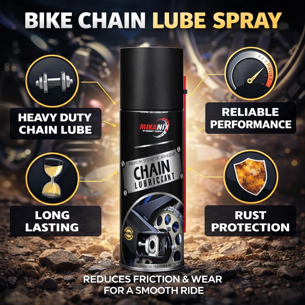 MIKANIX 6-in-1 Bike Care Kit - Liquid Polish, MX-40 Cleaner, Chain Lubricant, Chain Cleaner, Cleaning Brush & Microfiber Cloth (700ml)