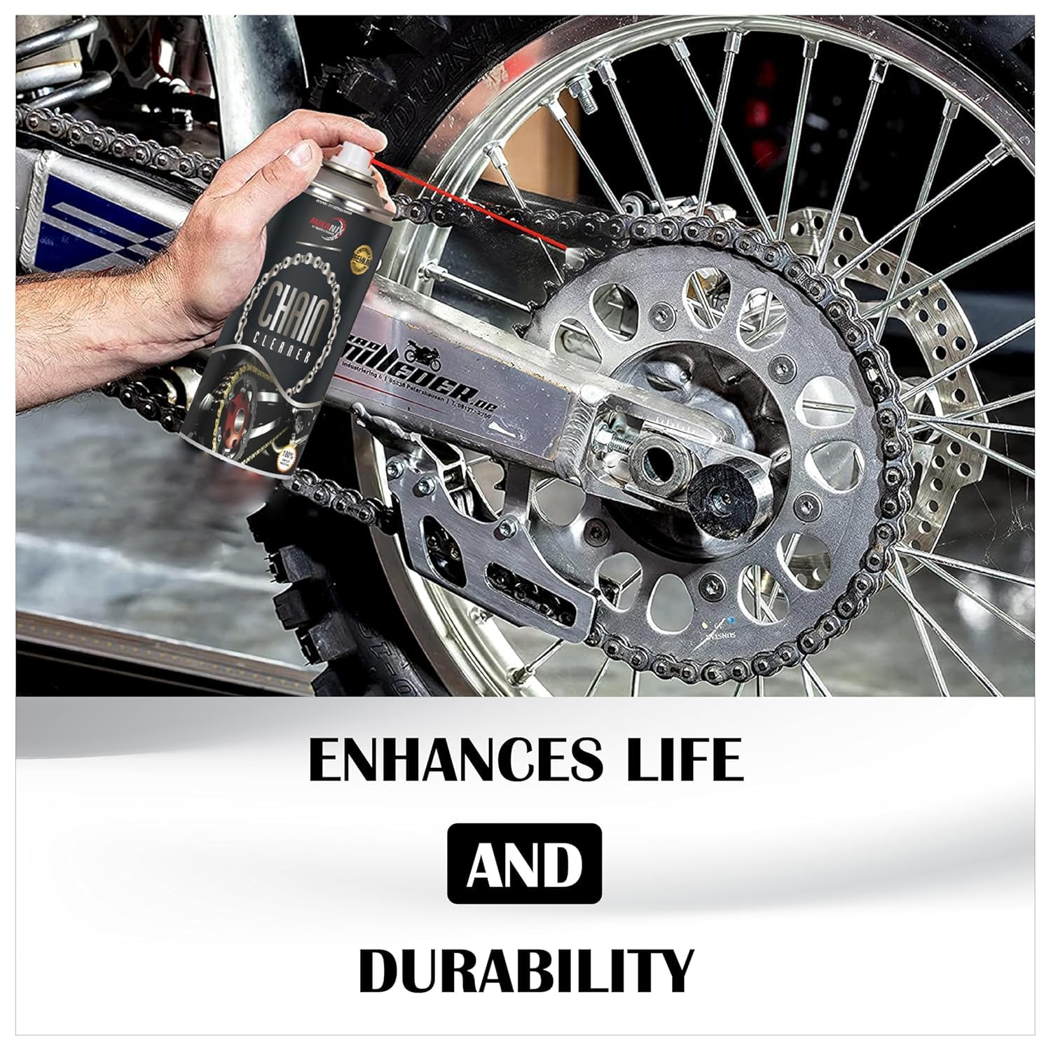 MIKANIX Chain Care Combo for Motorcycles | Chain Cleaner, Chain Lubricant | Cleaning Brush with Paddock Wheel Roller | Complete Chain Cleaning Kit for All Bikes & Scooters