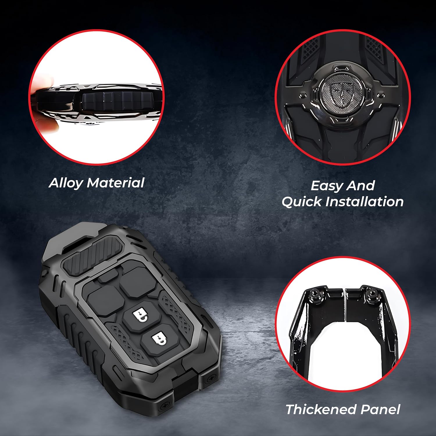 MIKANIX Transformer Series Car Key Cover | Premium Metal Black Soft Silicone Key Shell with Keychain for Grand Vitara, Victoris, Baleno, Fronx, Ignis, Swift, Ertiga, Dezire, Brezza (GLANZA)