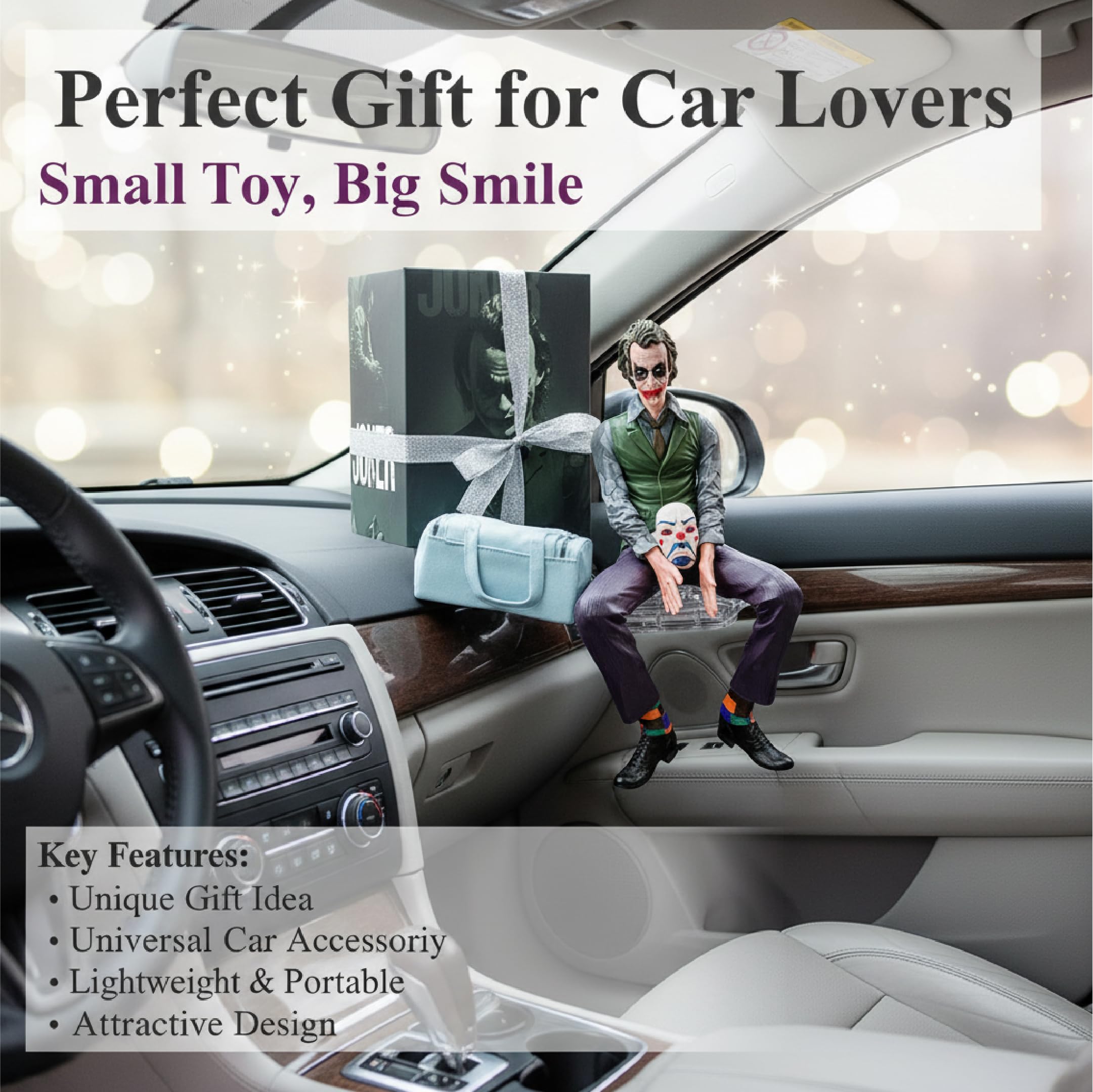 MIKANIX Joker Car Dashboard Figurine Small Size | Villain Mask Idol for Car Interior Decoration | Premium Resin Showpiece for Home & Office | Anti-Slip Base