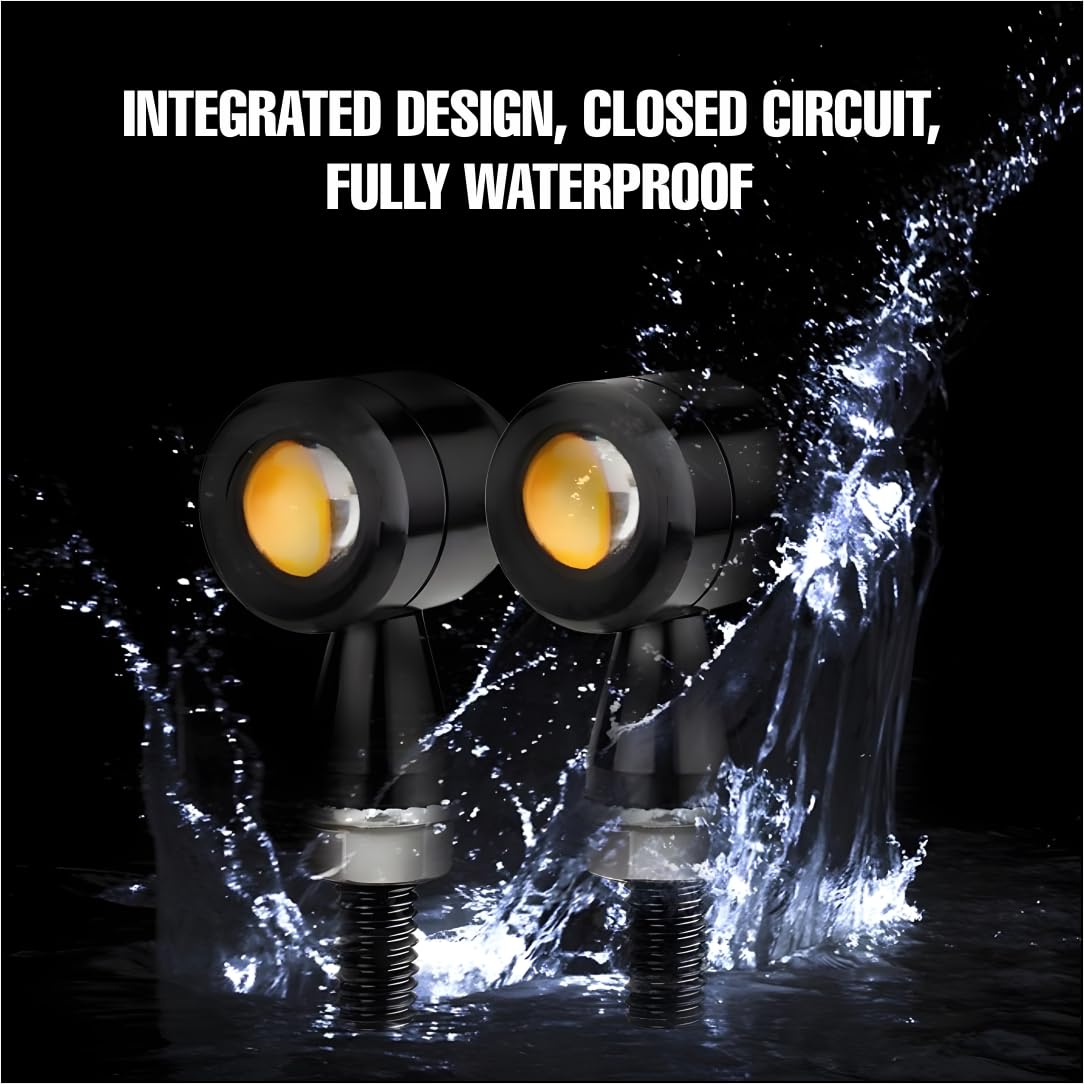 MIKANIX Bullet Shape Front/Rear Turn Signal LED Indicator Fog Light | Spot Light Universal For All Bikes (Pack of 2)