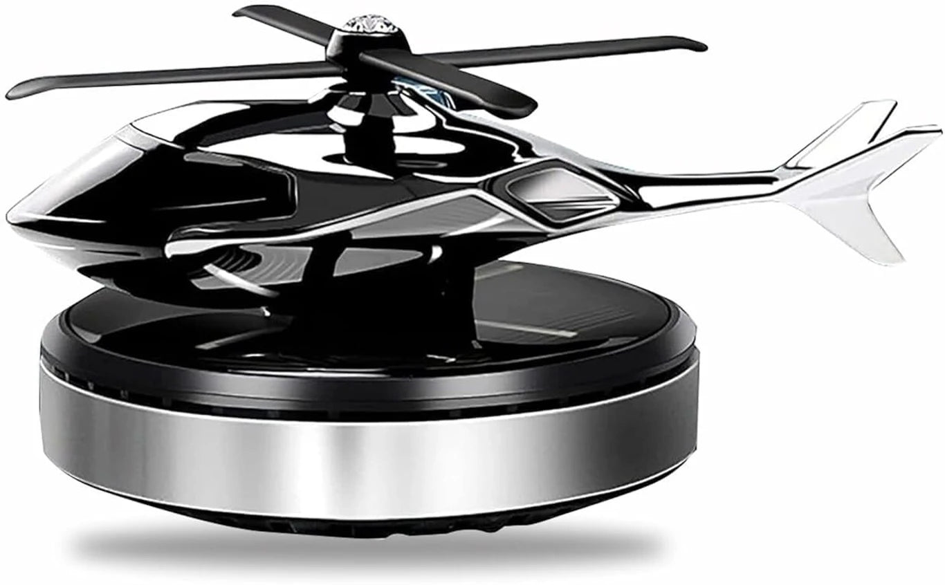 BRXR Solar Powered Rotating Air Freshener | Perfume | Helicopter Design Portable Car Air Purifier (Black)