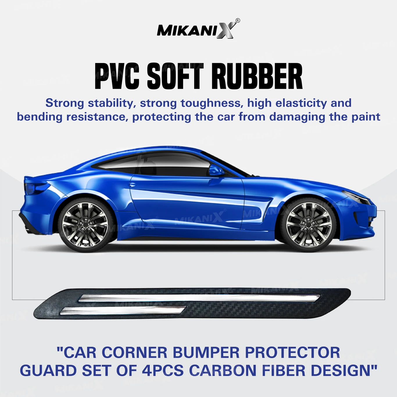 BRXR Rubber Car Bumper Guard (Black, Silver, Pack of 4, Universal For Car, Universal For Car)