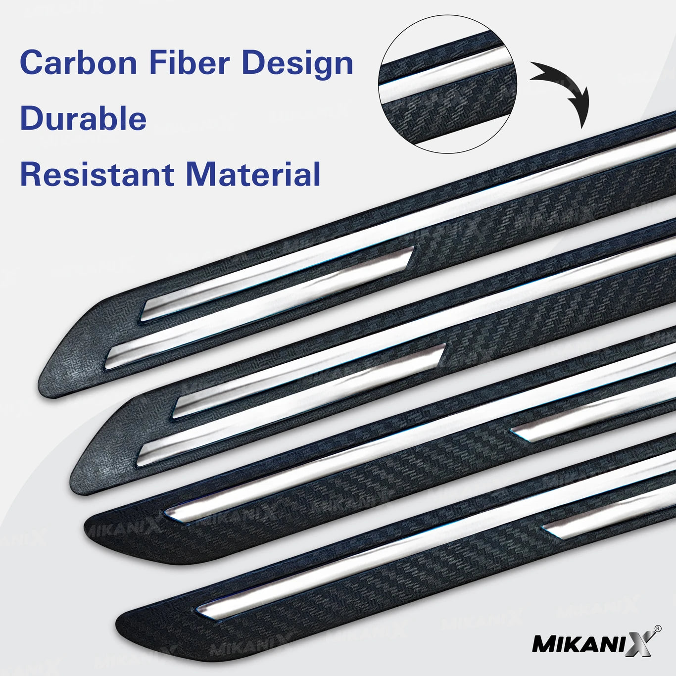 BRXR Rubber Car Bumper Guard (Black, Silver, Pack of 4, Universal For Car, Universal For Car)