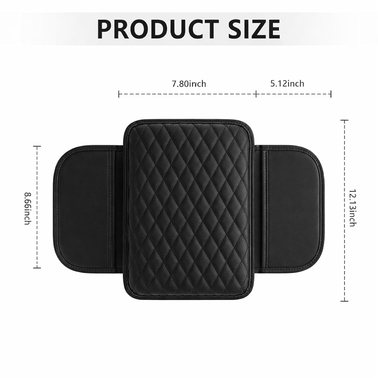 MIKANIX  Premium Car Seat Arm Rest Pad | PU Leather Center Console Cushion with Dual Phone Pockets | Arm Support & Seat Box Protector | Universal Fit for SUV, Truck, Car