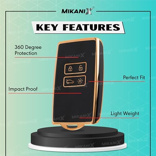 Mikanix Premium Key Cover Compatible with Triber | Kiger with a 4-Button | Elegant Black & Gold Protective Case Shell