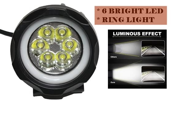 MIKANIX Harley Style 6 LED Red Ring Fog Lights Pair High Power Brightness With Heavy clamps Fog Lamp, Dash Light Motorbike, Car, Van LED