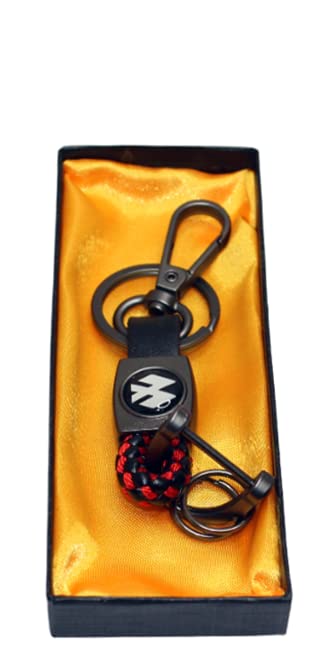 OBEROI'S TRADERS Leather Anti-Rust Key Chain With 2 Key Rings & 1 Locking Hook For Bajaj All Bikes