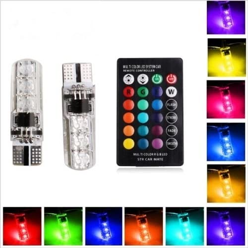 MIKANIX Parking Light LED Bulb With 4 Modes Flashing / Strobe / Fade / Smooth Multicolor RGB Ultra Bright LED Light Bulb With Remote Controller for Bikes and Cars