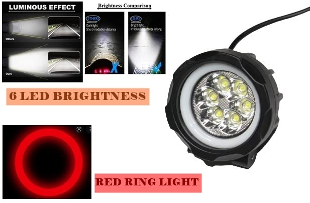 MIKANIX Harley Style 6 LED Red Ring Fog Lights Pair High Power Brightness With Heavy clamps Fog Lamp, Dash Light Motorbike, Car, Van LED